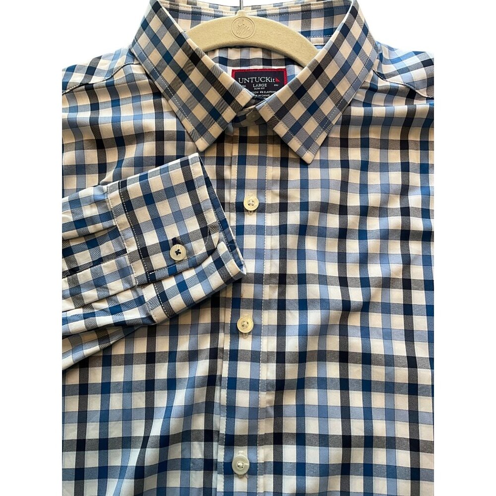 Untuckit‎ Large Slim Fit Nylon Blend Men's Long Sleeve Button Up Shirt